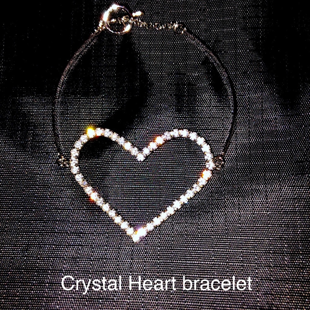 Silver-Tone Crystal Heart Braclet